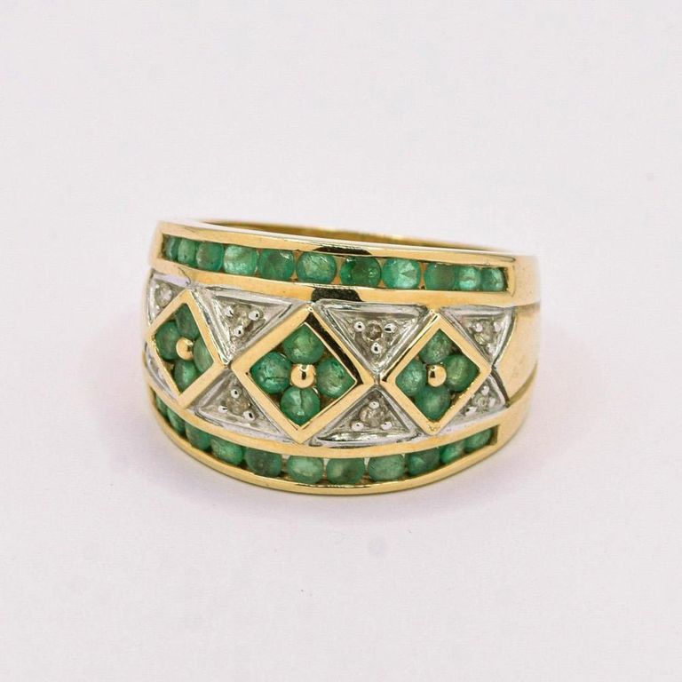 14K Emerald & Diamond Ring
