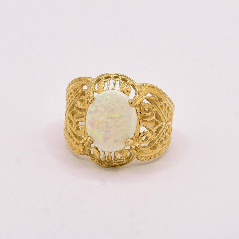 10K Opal Filigree Ring