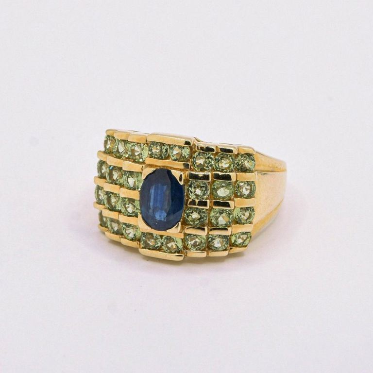 10K Blue & Light Green Sapphire Ring