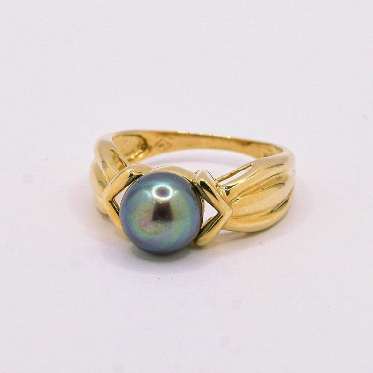 14K Black Pearl Ring
