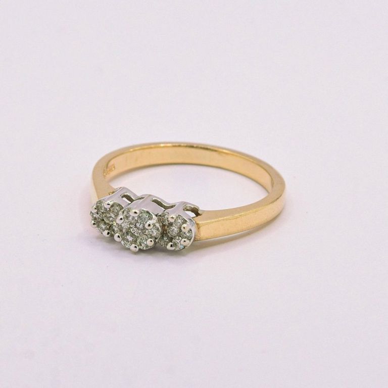 14K 3 Diamond Cluster Ring