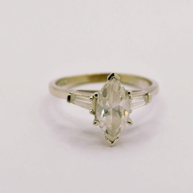 14K White Gold Cubic Zirconia Engagement Style Ring