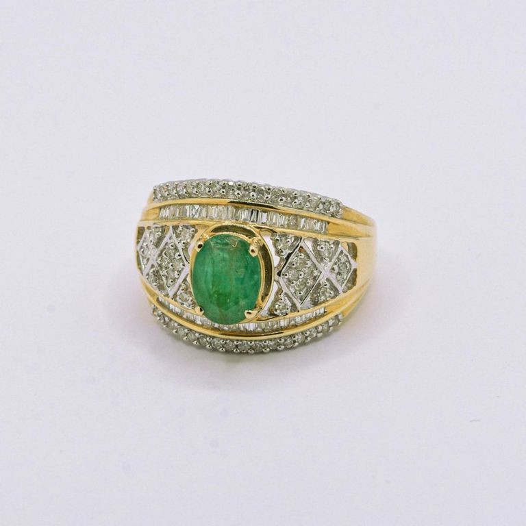 14K Emeraldn & Diamond Ring