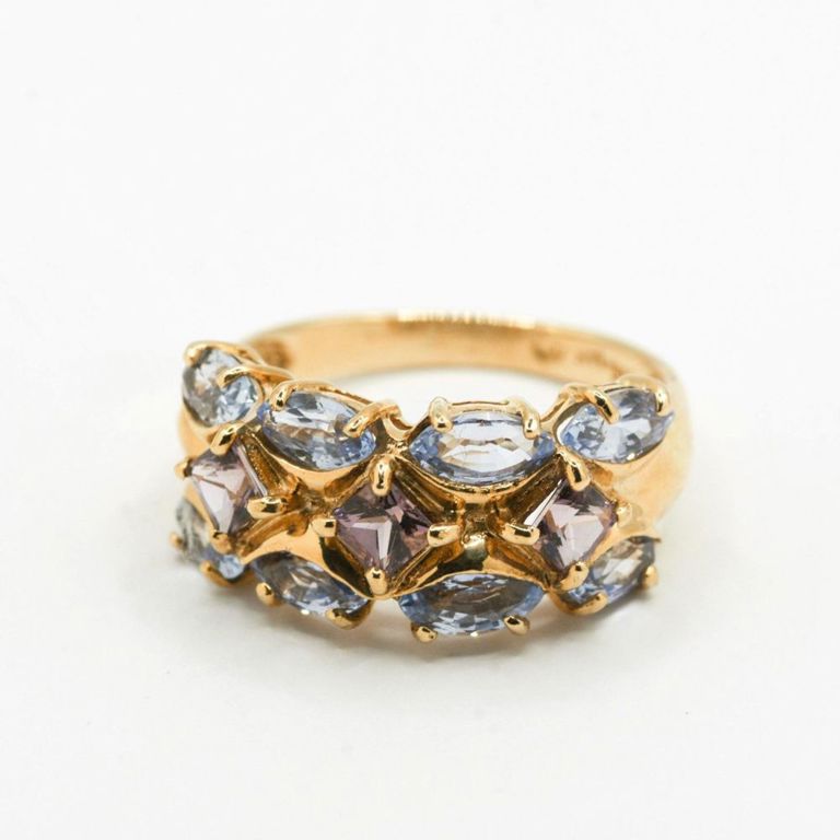 14K Violet & Light Blue Sapphire Ring