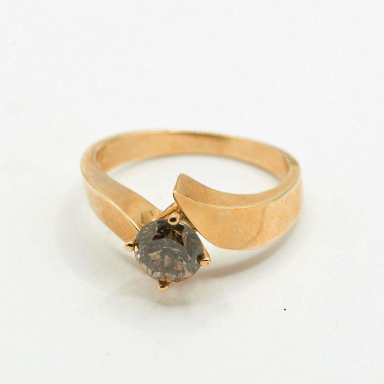 14K Champagne Diamond Solitaire Ring