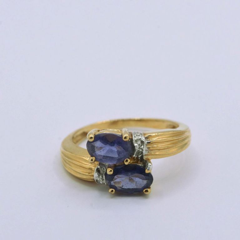 10K Yellow Gold Sapphire & Diamond Ring