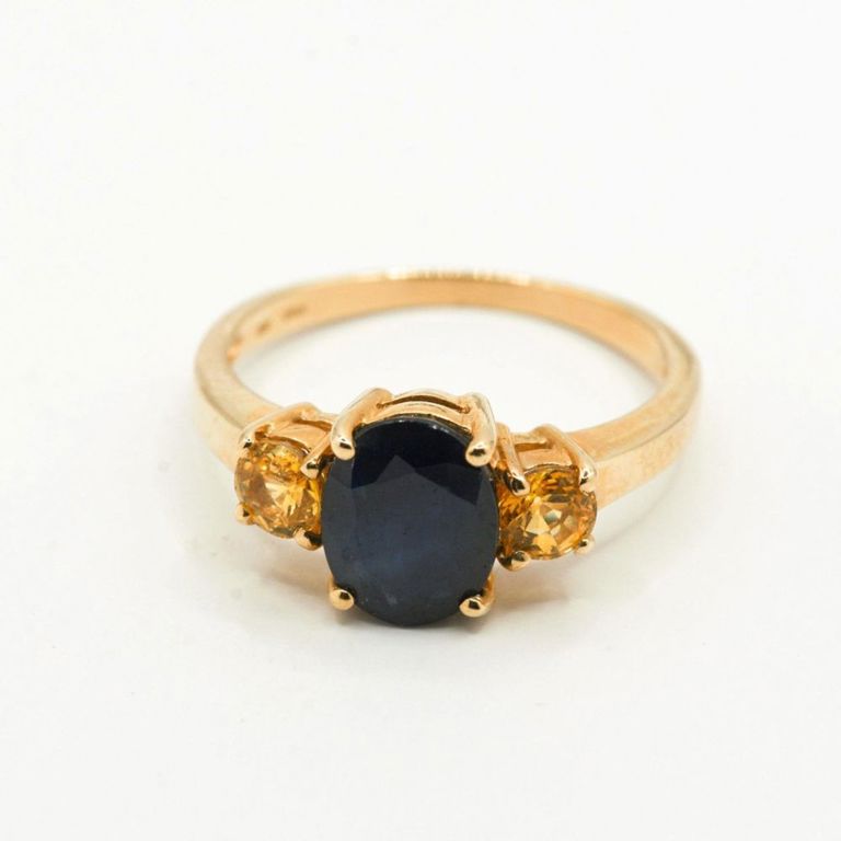 14K Blue & Yellow Sapphire Ring