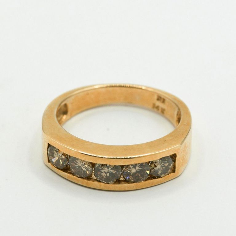 14K Channel Set Champagne Diamond Band