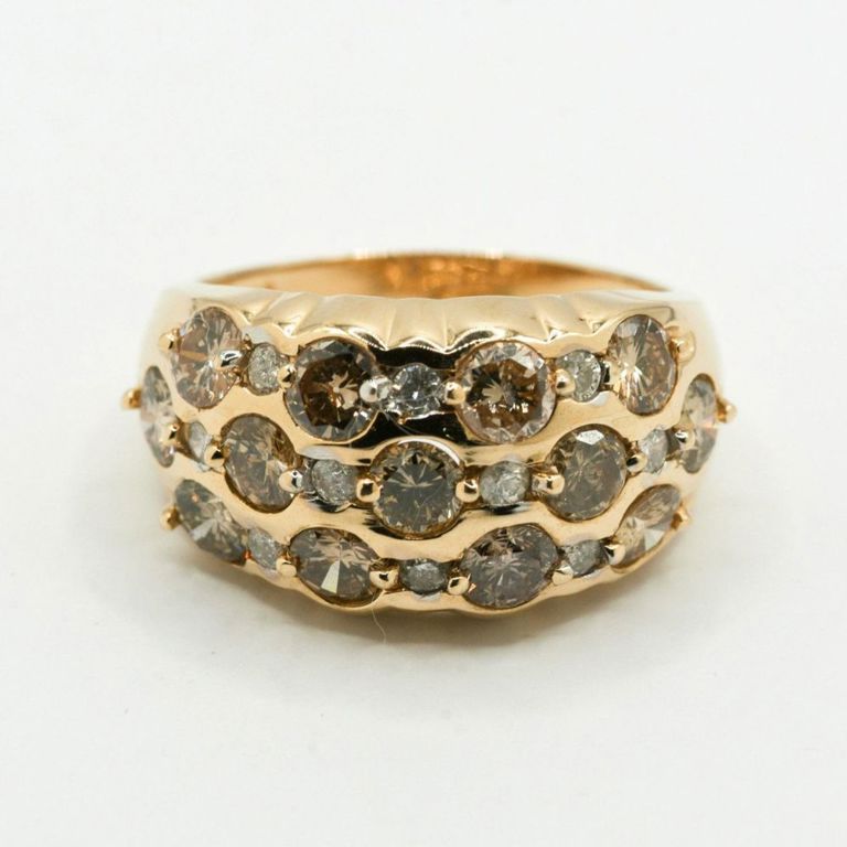 14K Champagne Diamond Cluster Ring
