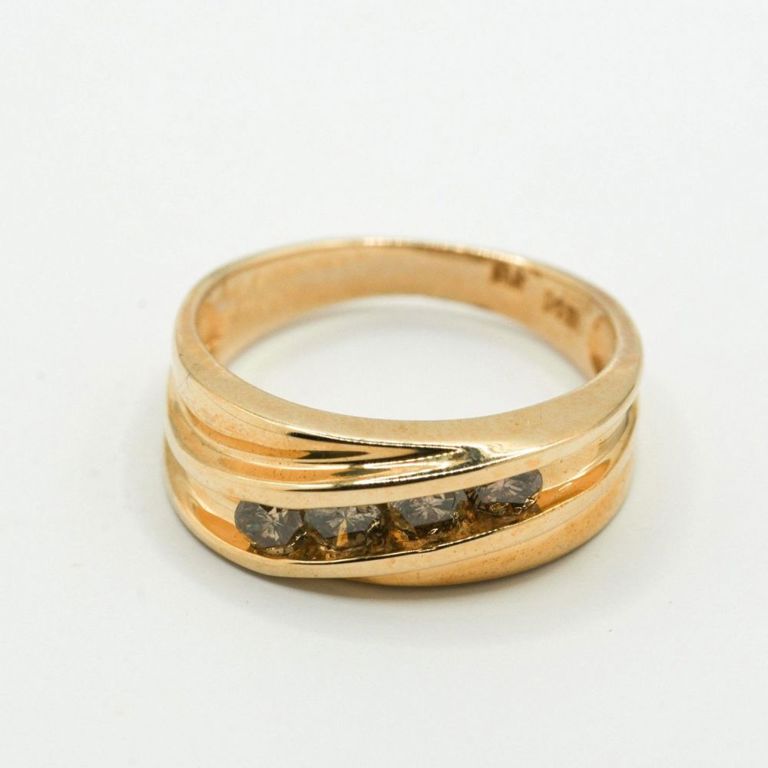 14K Champagne Diamond Channel Set Band