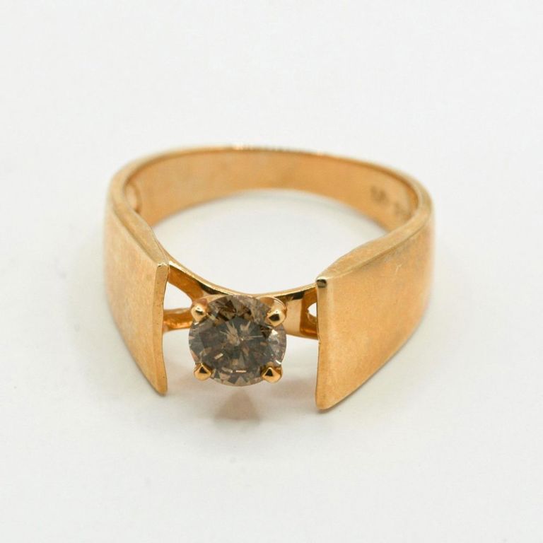 14K Champagne Diamond Solitare Ring
