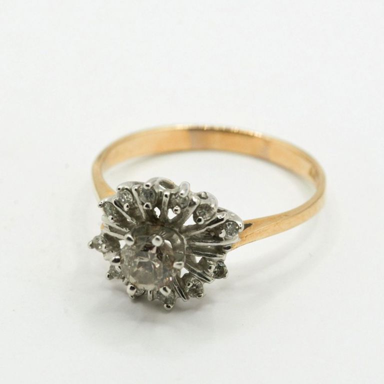14K .50 center Diamond Halo Ring