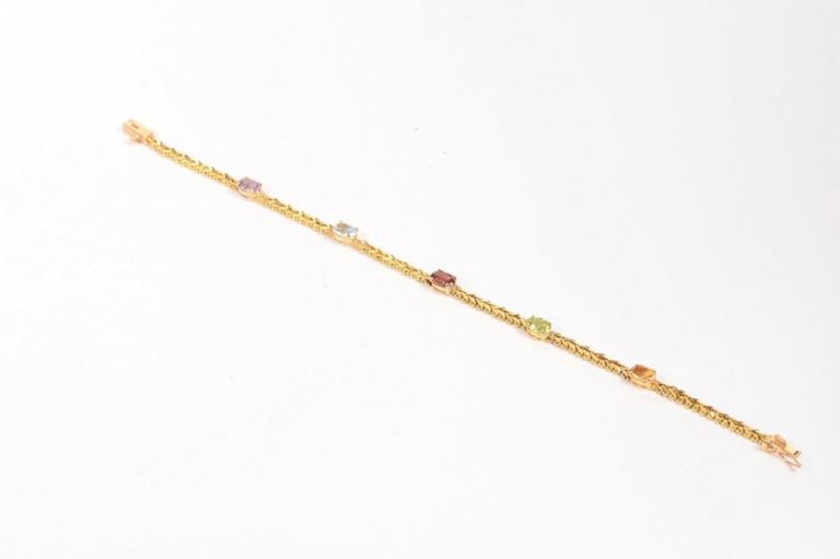 14K Amethyst, Blue Topaz, Garnet, Peridot & Citrine Bracelet