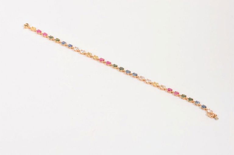 14K Multicolor Sapphire Bracelet