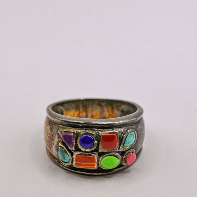 Sterling Silver Multi Gemstone Band