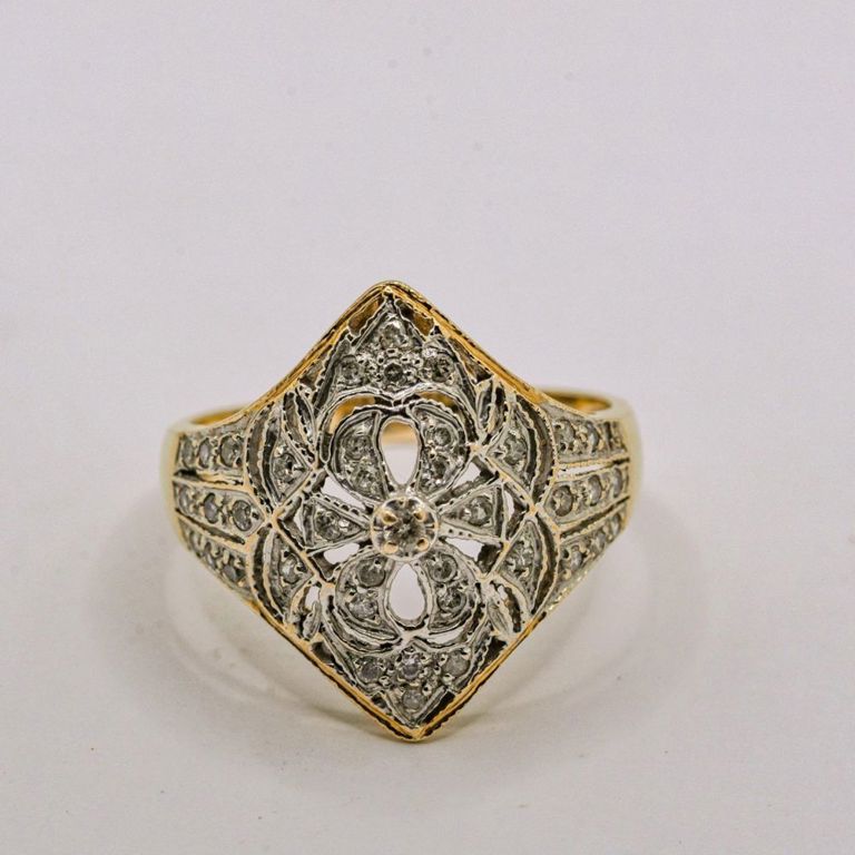 14K Diamond Filigree Ring