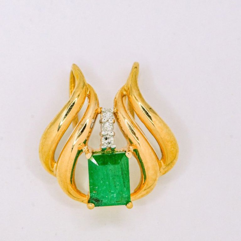 14K Emerald & Diamond Necklace Slide