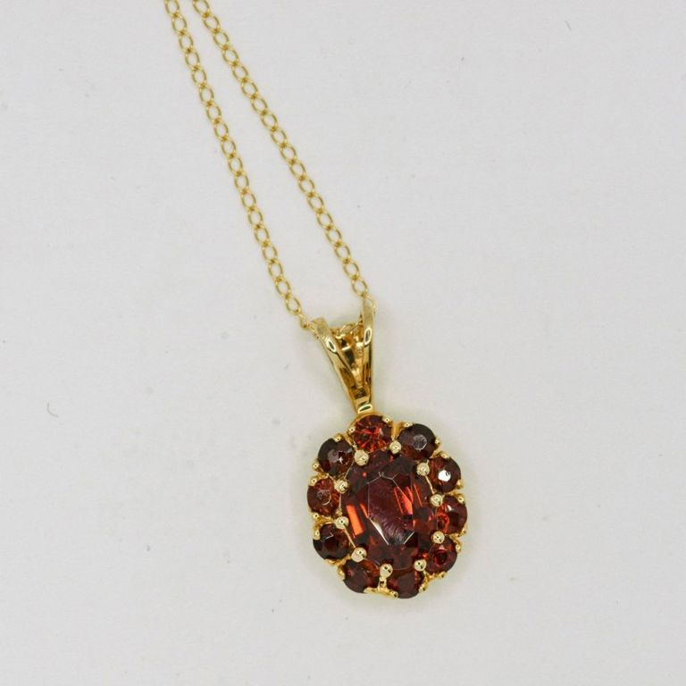 14K Garnet Pendant Necklace