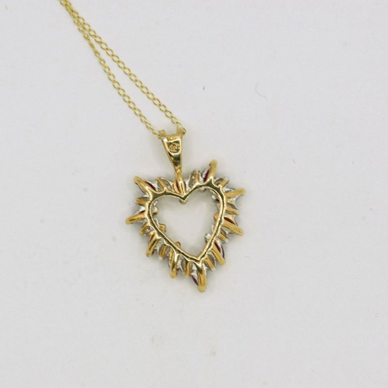 10K Ruby & Diamond Pendant Necklace