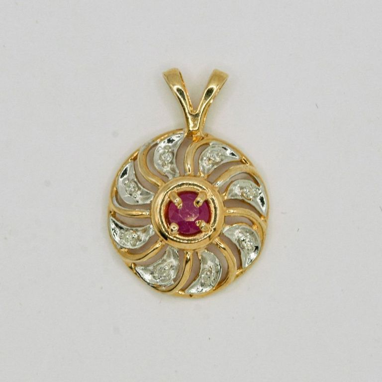 14K Ruby & Diamond Pendant