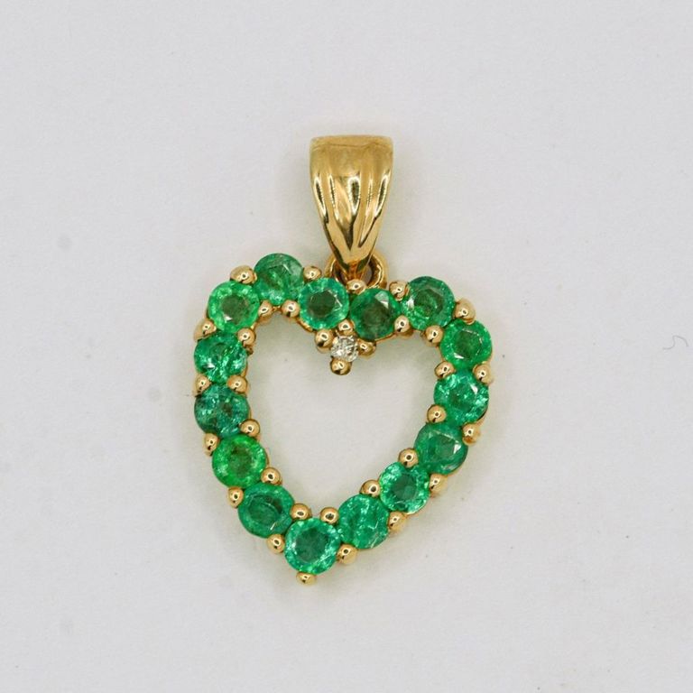 14K Emerald & Diamond Pendant