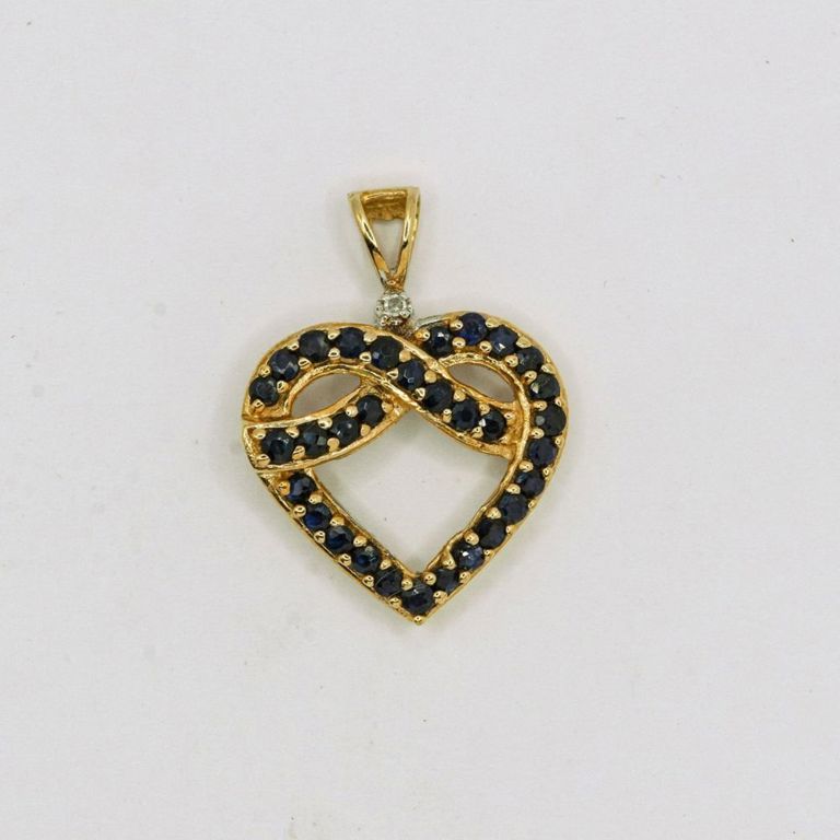 10K Sapphire Heart Pendant