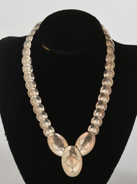 Sterling Silver Cascading Etched Bead Necklace