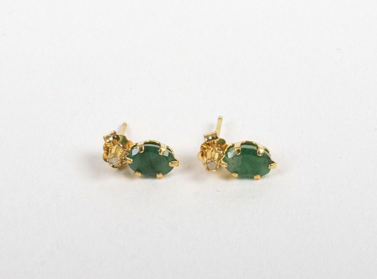 14K Emerald & Diamond Earrings