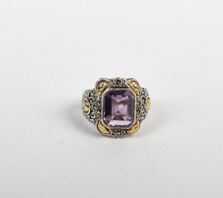 Sterling Silver Amethyst & Marcasite Ring