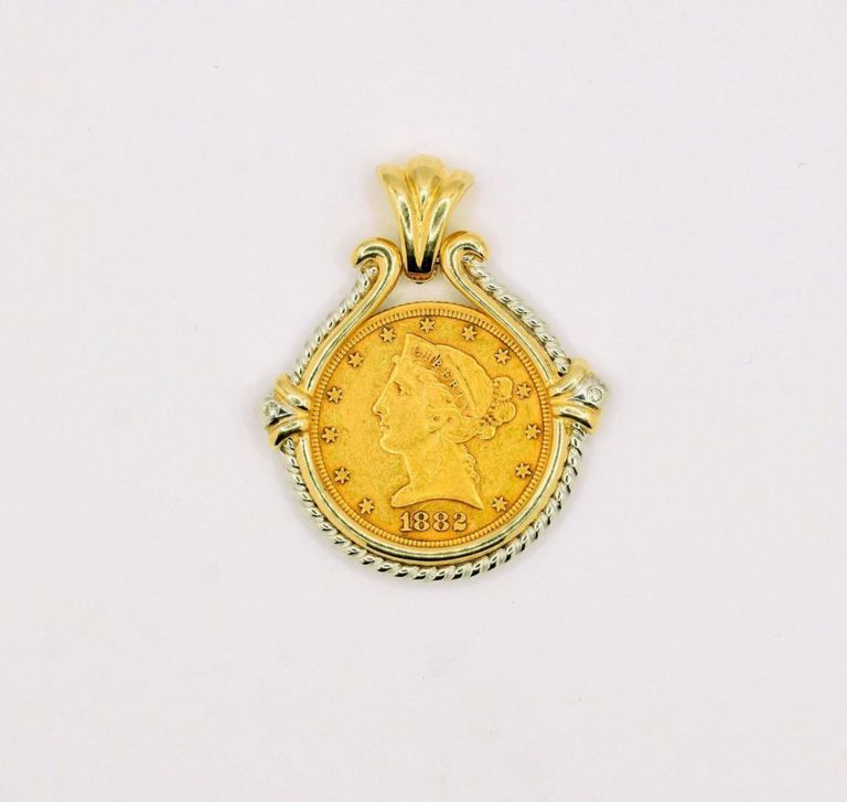 1882 $5 Dollar Liberty Coin Pendant