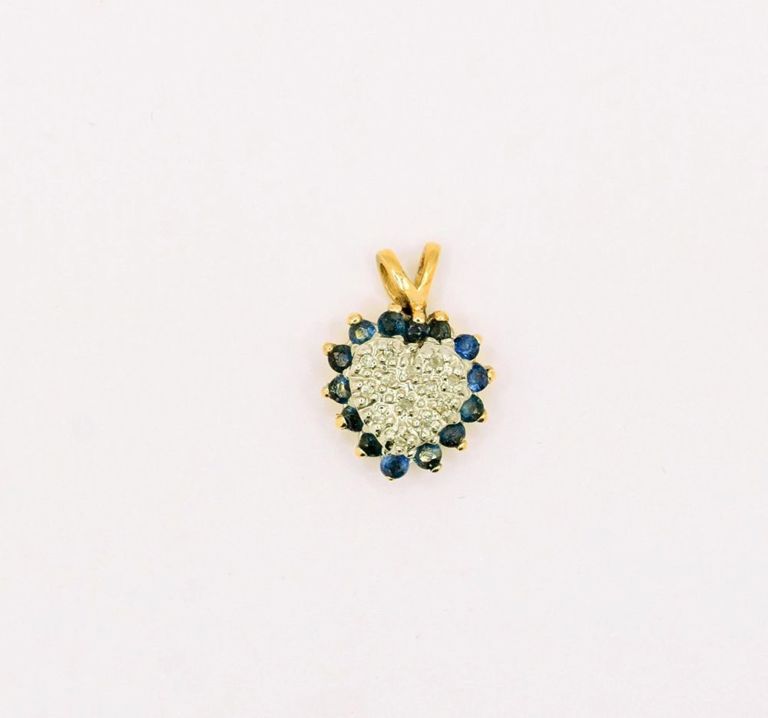 14K Saphire & Diamond Heart Pendant
