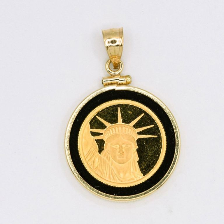 Lady Liberty Coin set in Black Onyx Pendant