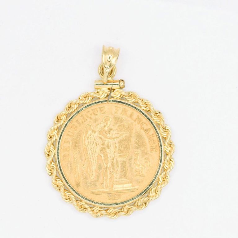 1877 France 20 Franc Gold Coin Pendant