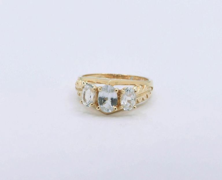 14K Yellow Gold White Topaz Ring