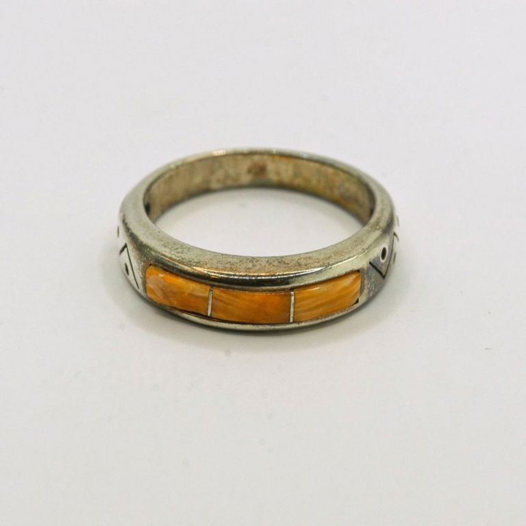 Sterling Silver Orange Turquoise Band