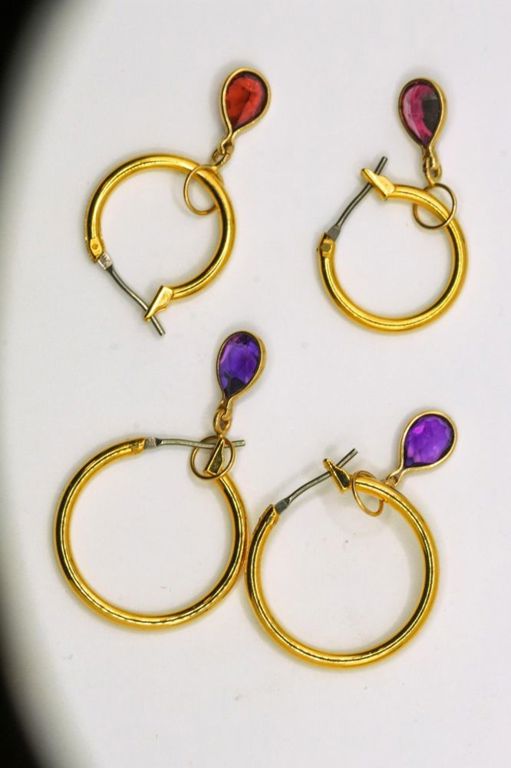 Lot of 2 Gold Plated Gemstone Earrings