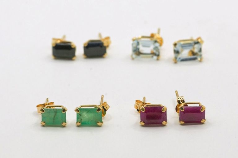 Lot of 4 Gemstone 14KY Earrings