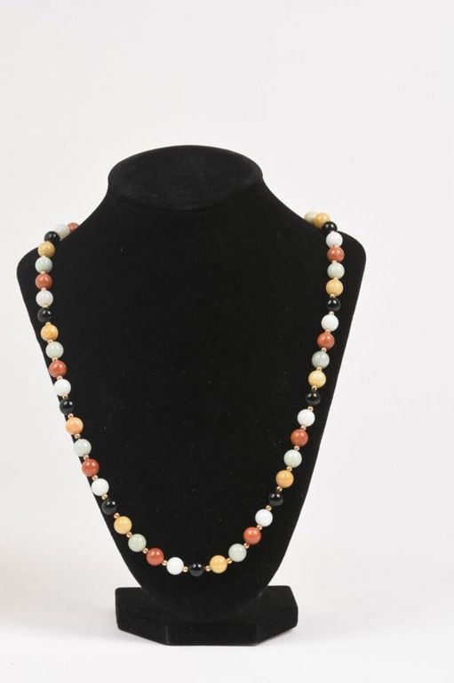 Multi-Color Jade & Gold Ball Necklace