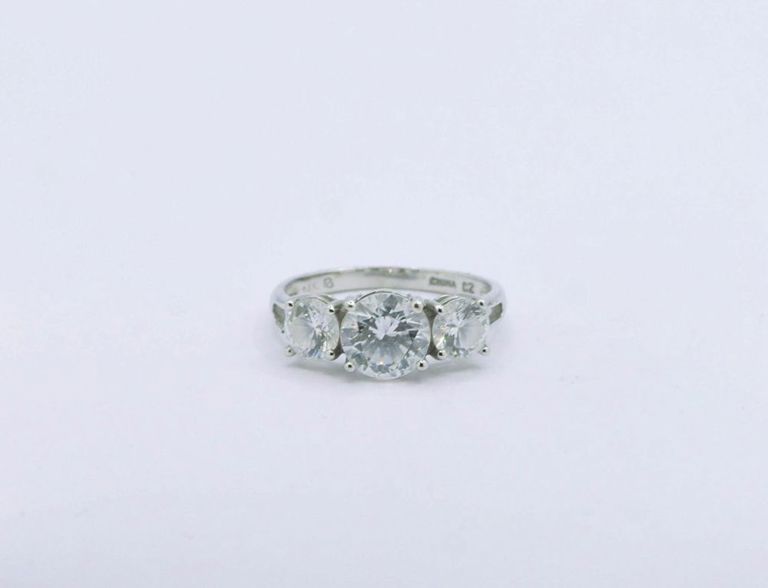 14K White Gold White Topaz Ring