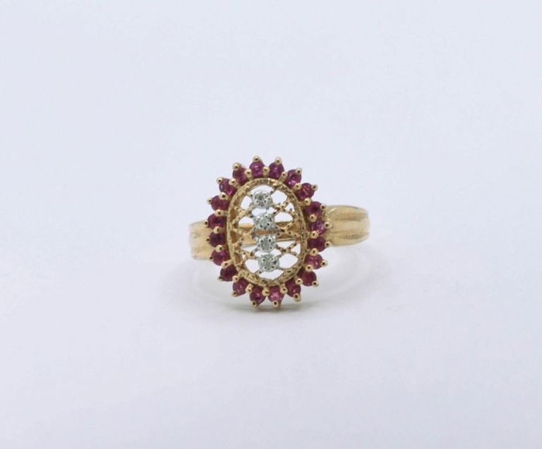 10K Yellow Gold Ruby & Diamond Ring