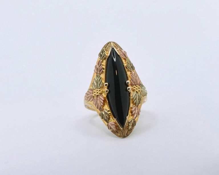 10K Tri-Color Gold Black Onyx Ring