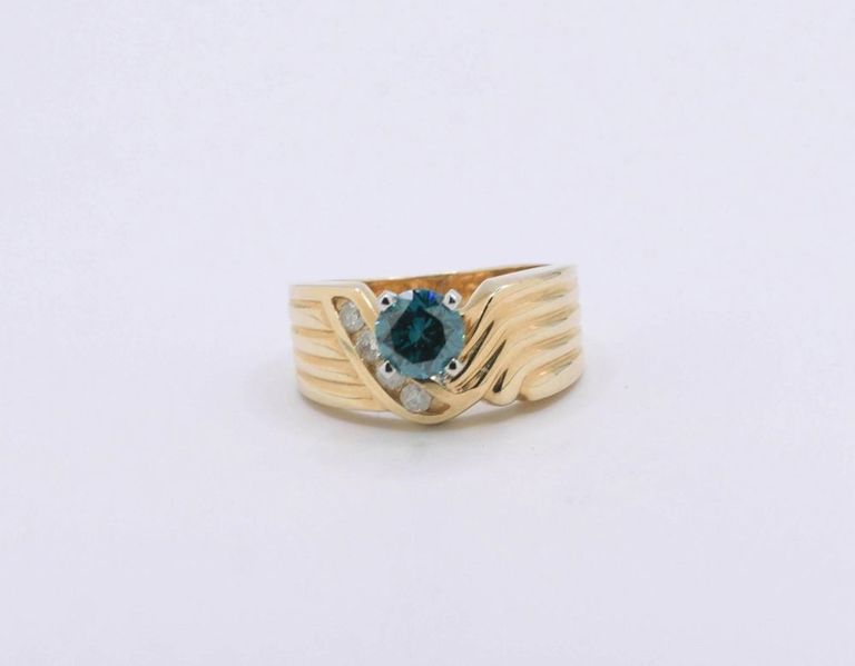 14K Yellow Gold Irradiated Diamond Ring