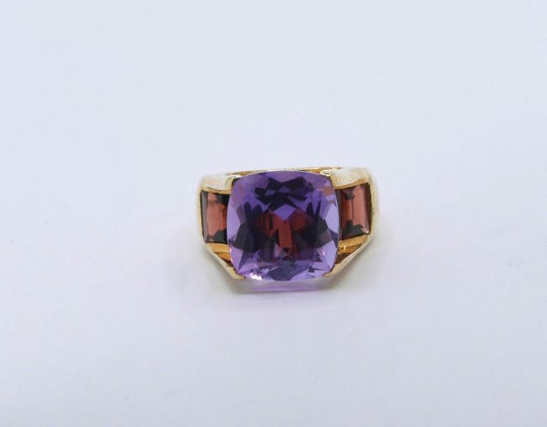10K Yellow Gold Garnet & Amethyst Ring