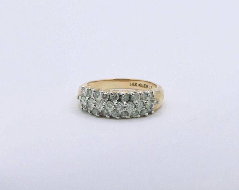 14K Yellow Gold Diamond Cluster Ring