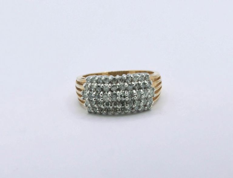 14K Yellow Gold Diamond Cluster Ring