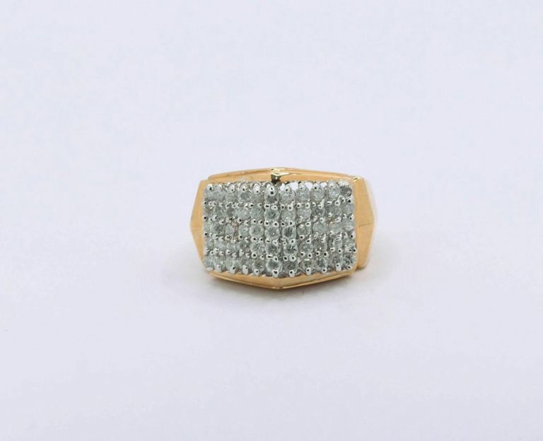 14K Yellow Gold Diamond Cluster Ring
