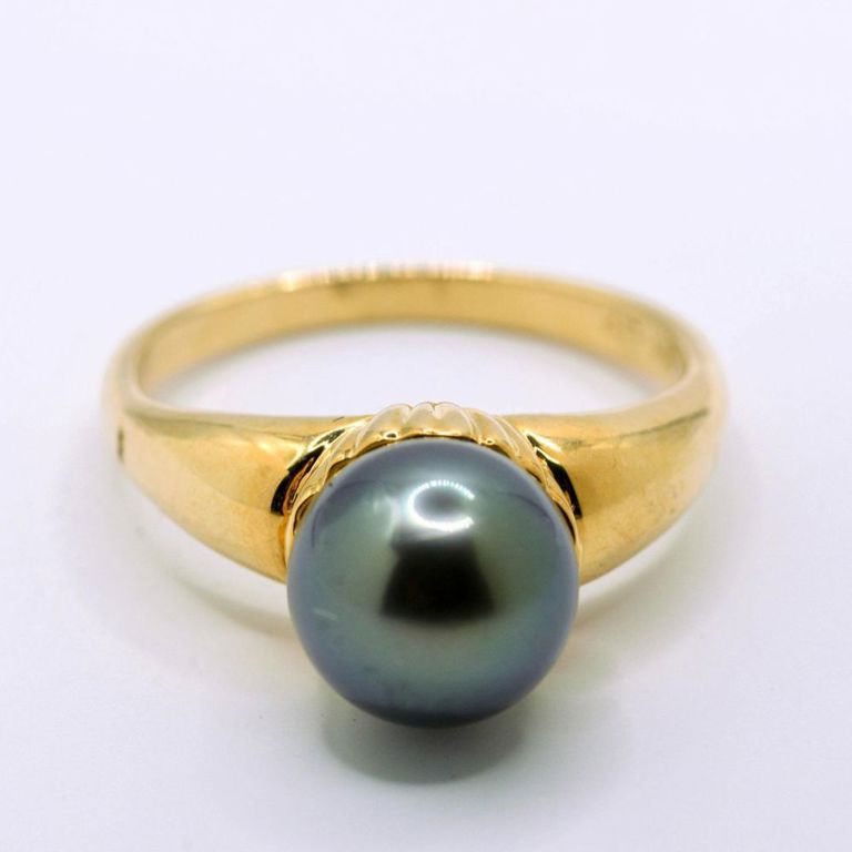14KY Black Pearl Ring