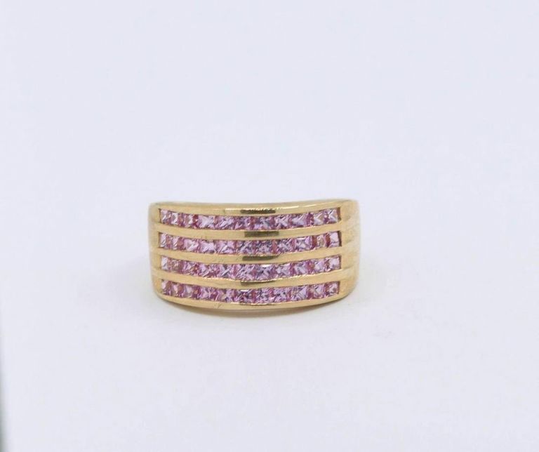 14K Yellow Gold Pink Sapphire Ring