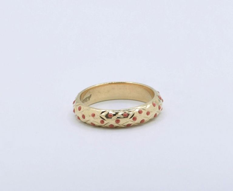 14K Yellow Gold Enamel Band
