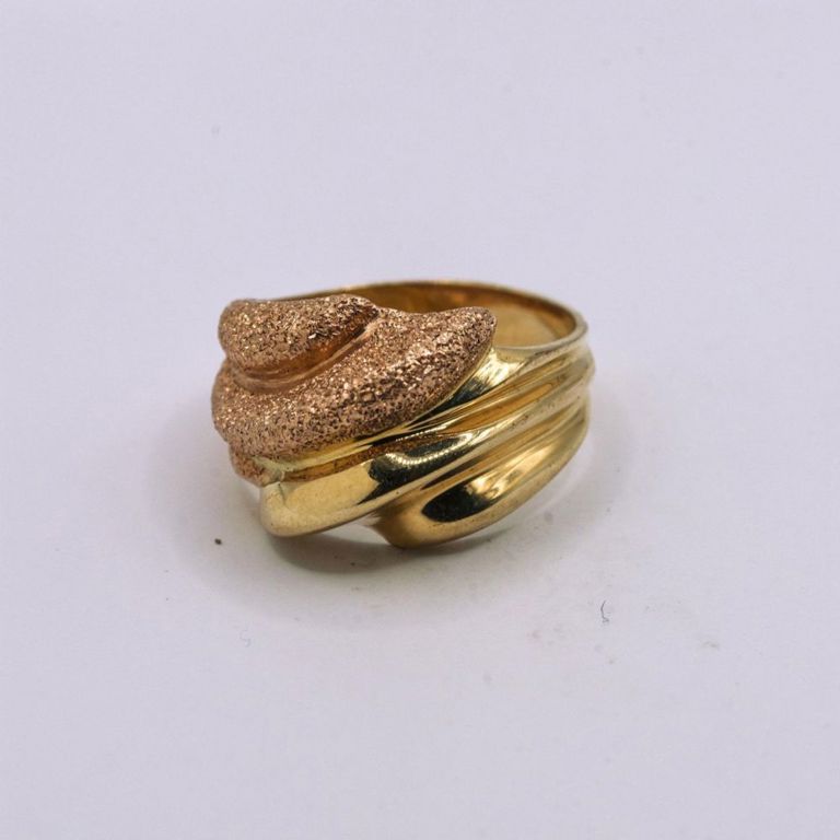 14K Two Tone Gold Dome Ring